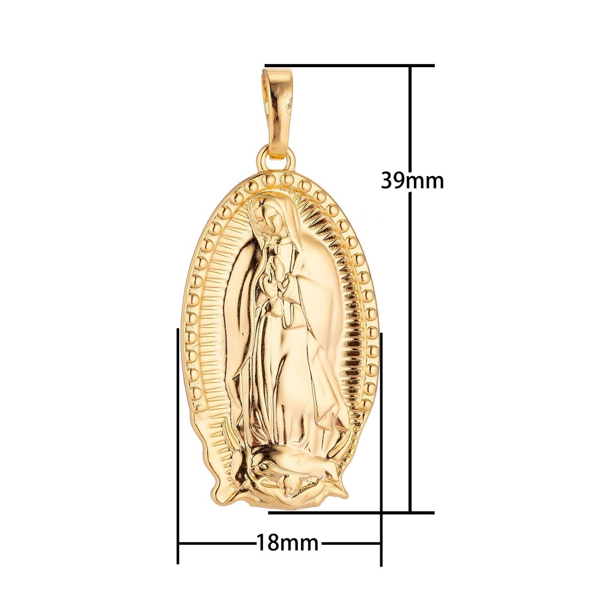 40x18mm Gold plated Virgin Mother Mary Oval Pendant Gold Religious Charm Catholic Rosary Pendants H-705 - DLUXCA