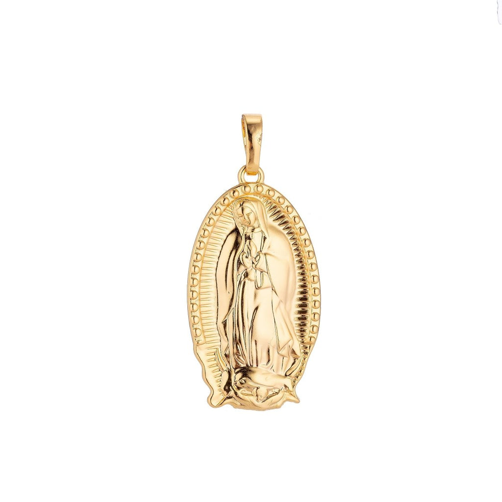 40x18mm Gold plated Virgin Mother Mary Oval Pendant Gold Religious Charm Catholic Rosary Pendants H-705 - DLUXCA
