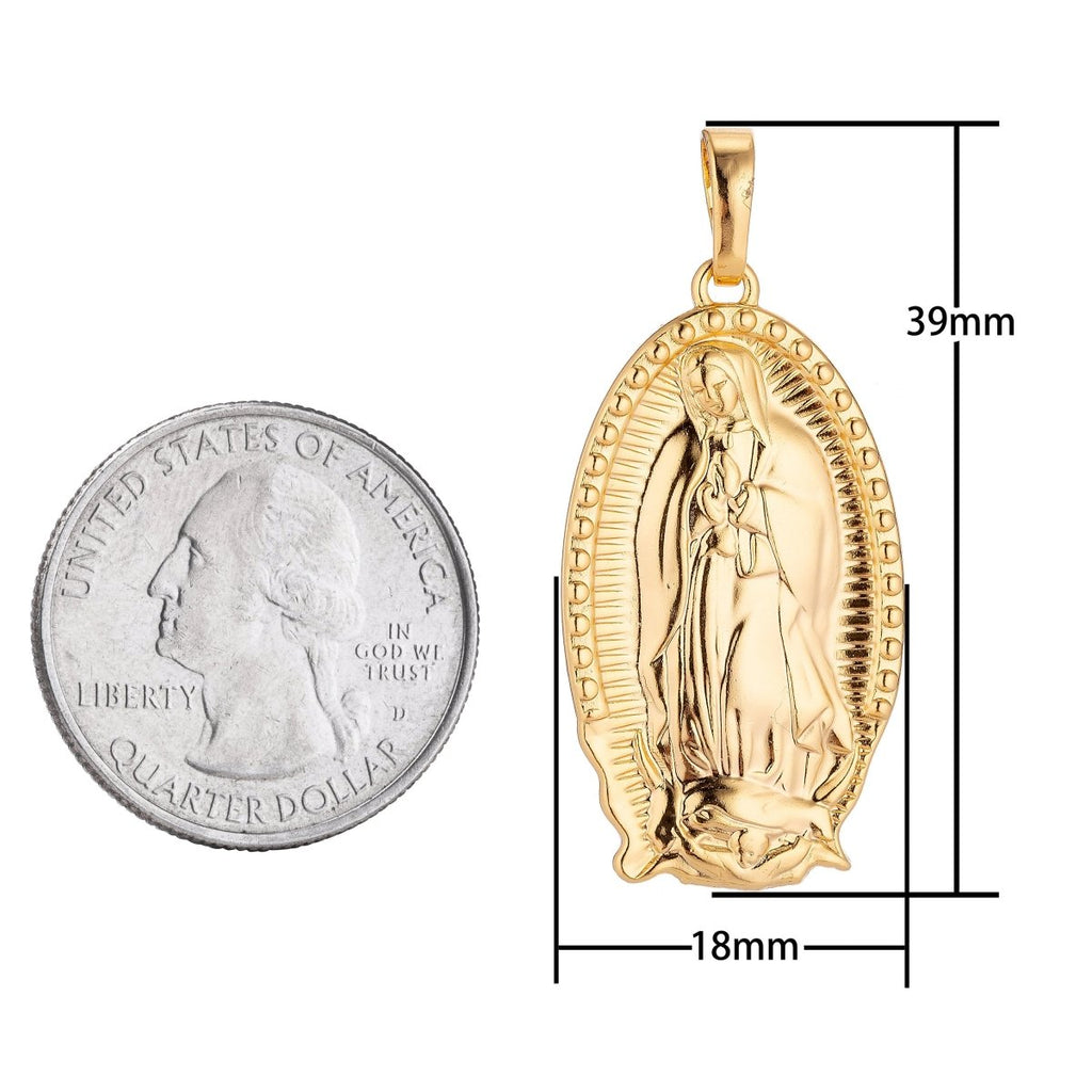 40x18mm Gold plated Virgin Mother Mary Oval Pendant Gold Religious Charm Catholic Rosary Pendants H-705 - DLUXCA
