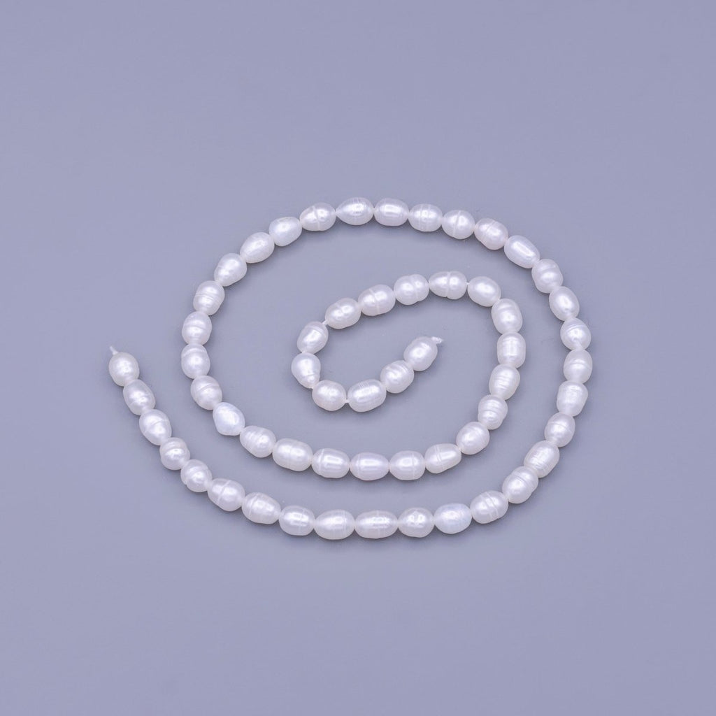 4.8mm Ringed Oval Freshwater Pearl 60 Pieces/Strand Jewelry Making Findings Supply | WA-1668 Clearance Pricing - DLUXCA
