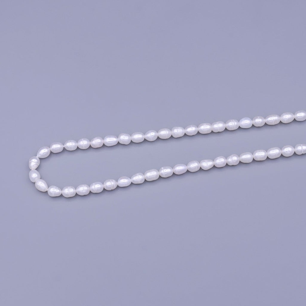 4.8mm Ringed Oval Freshwater Pearl 60 Pieces/Strand Jewelry Making Findings Supply | WA-1668 Clearance Pricing - DLUXCA