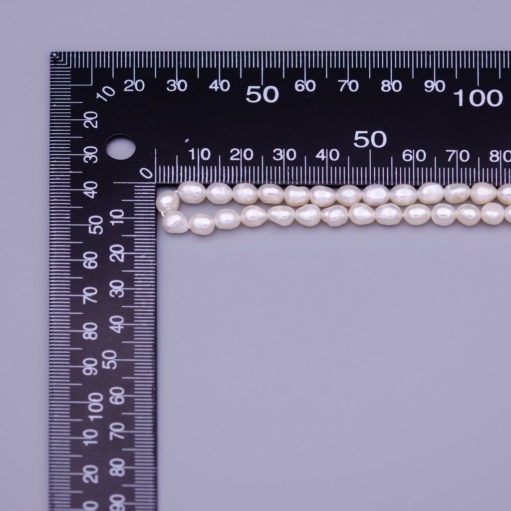 4mm - 5mm Natural AAA Freshwater Button Oval Pearl 61pcs Full Strand | WA-1315 Clearance Pricing - DLUXCA