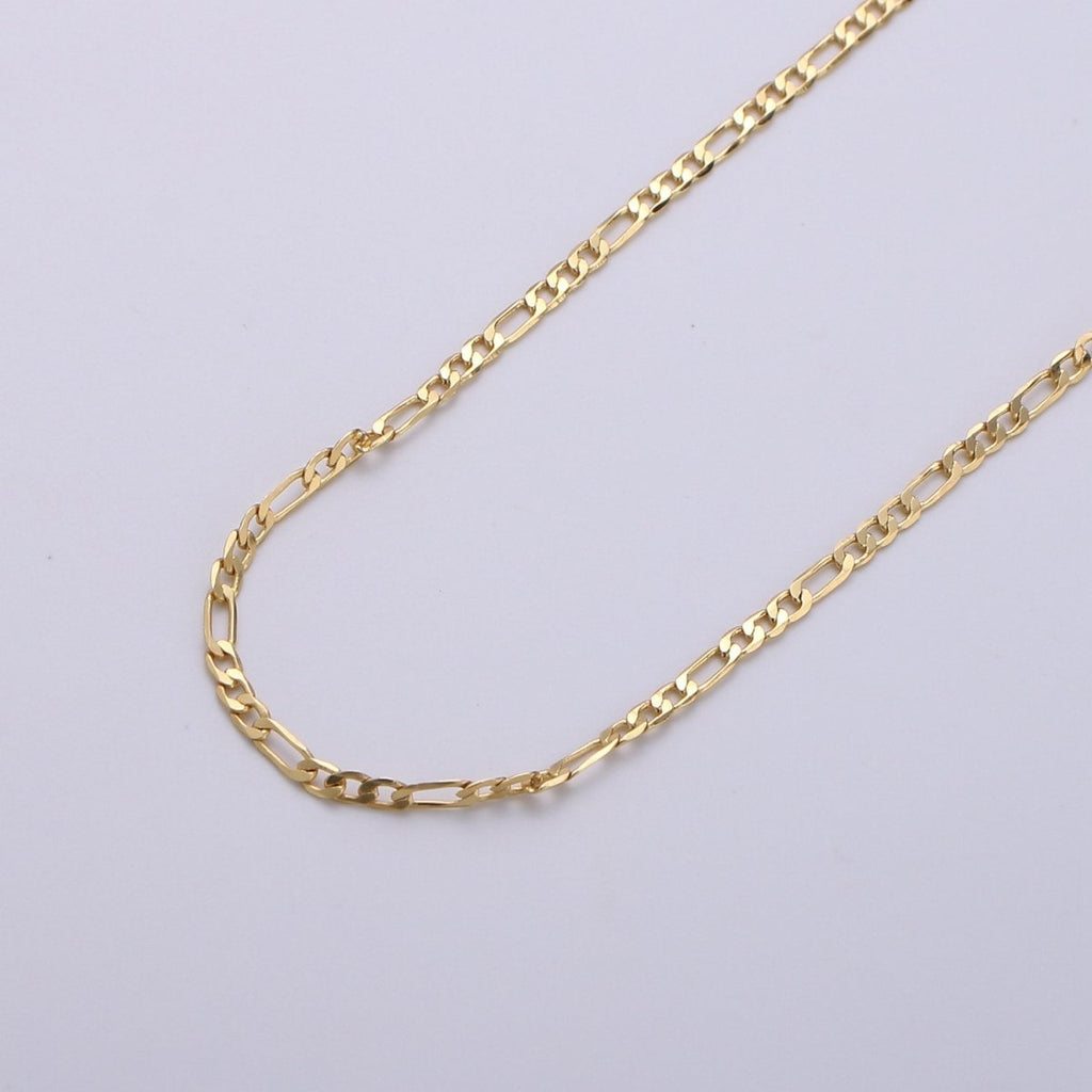 4mm Figaro Chain, 24K Gold plated Figaro Chain, Flat Figaro Chain Jewelry Chain Sold by the Yard For Necklace Bracelet Anklet Supply Component | ROLL-226 Clearance Pricing - DLUXCA