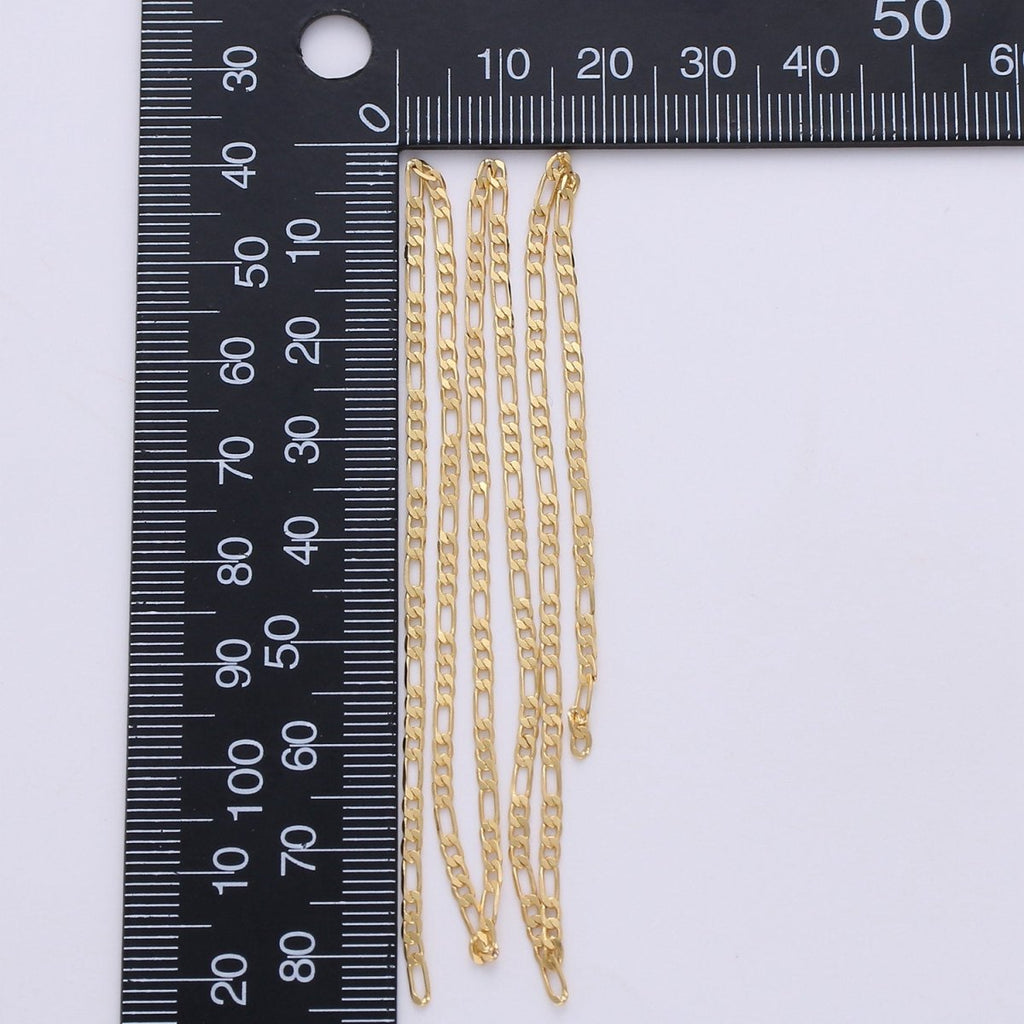 4mm Figaro Chain, 24K Gold plated Figaro Chain, Flat Figaro Chain Jewelry Chain Sold by the Yard For Necklace Bracelet Anklet Supply Component | ROLL-226 Clearance Pricing - DLUXCA