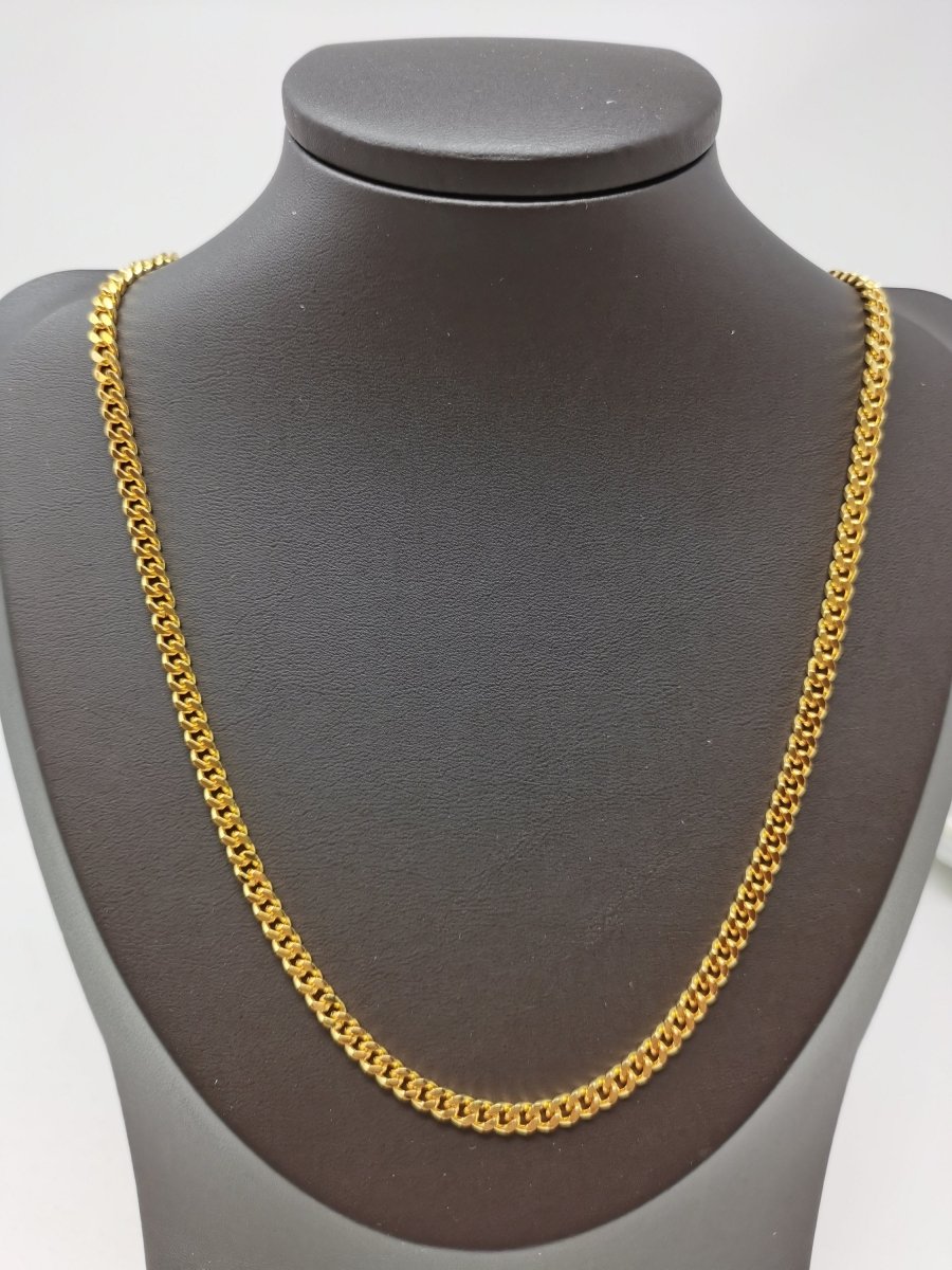 4mm Miami Cuban Curb Chain Necklace, Gold plated Miami Cuban Curb Chain 20 inch for Men Girl Unisex Chain 4m Curb Chain w/ Lobster Clasps| CN-764 Clearance Pricing - DLUXCA