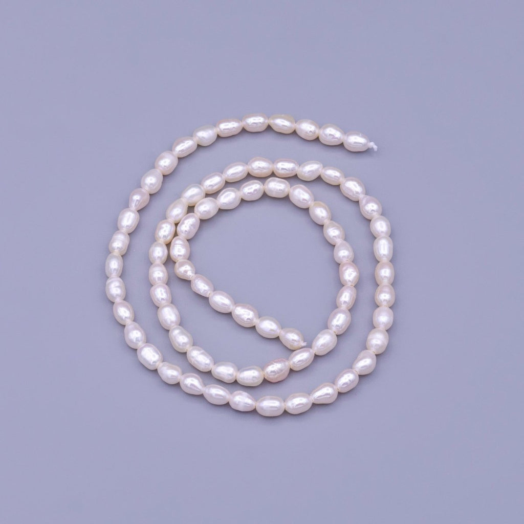 4mm Oval Freshwater Pearl Strand Jewelry Making Finding Supply | WA-1663 Clearance Pricing - DLUXCA