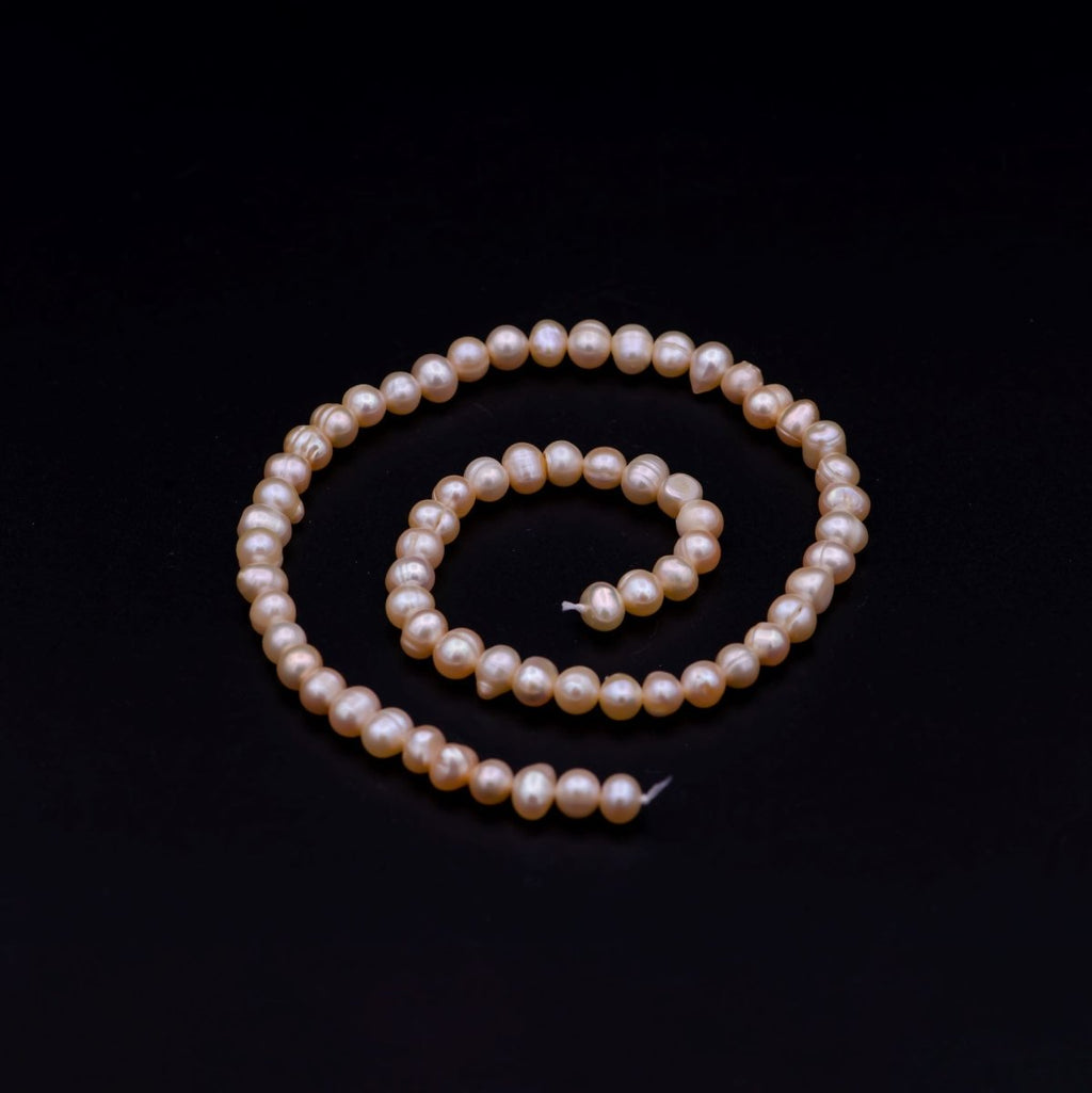 5.5-6.7mm AAA Small Nugget Pearl Beads, Champagne Pink Freshwater Pearl Beads, Loose Pearl, Pearl Strand, Seed Pearl, Natural Pearl, Luster Pearl Jewelry | WA-583 Clearance Pricing - DLUXCA