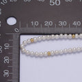 5mm, 6mm White Round Shell Pearl Gold Beaded 15.5 Choker Necklace | WA-1303 WA-1304 W-1420 Clearance Pricing