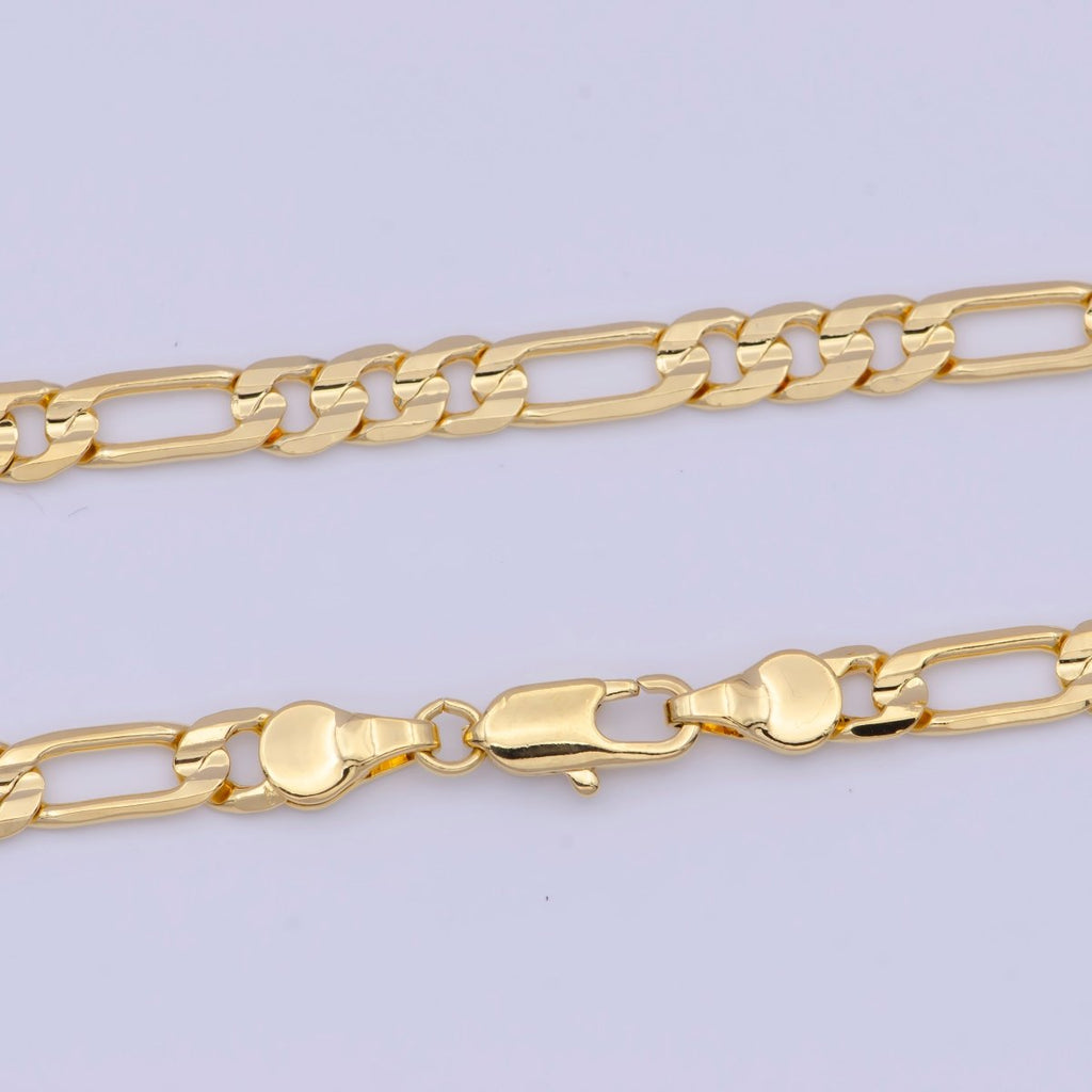 5mm Figaro Chain Necklace Women in Gold Chunky Gold Necklace Figaro Link Chain Necklace Unisex Jewelry | WA-1120 Clearance Pricing - DLUXCA