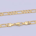 5mm Figaro Chain Necklace Women in Gold Chunky Gold Necklace Figaro Link Chain Necklace Unisex Jewelry | WA-1120 Clearance Pricing - DLUXCA