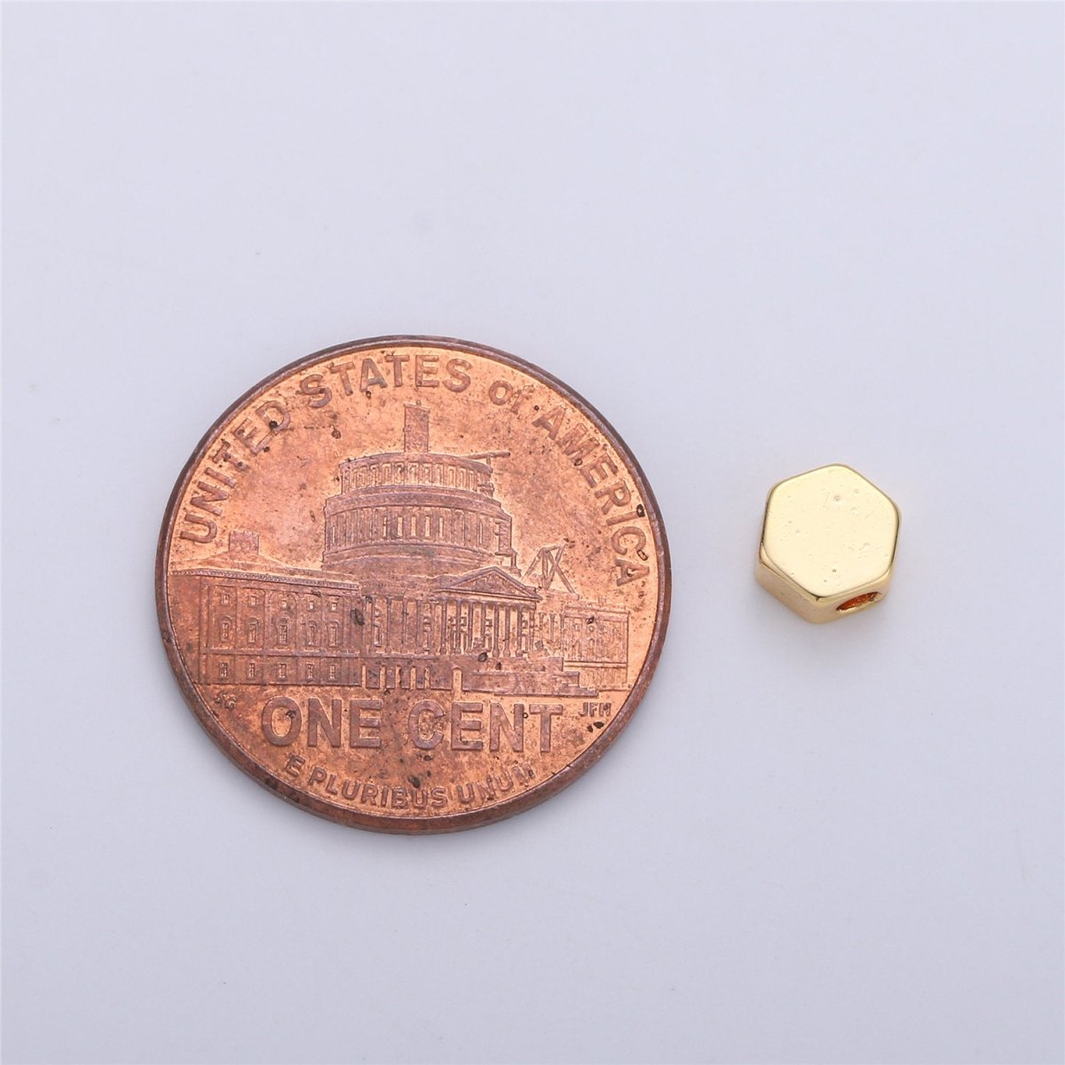 5mm Hexagon Bead 14K Gold plated Charm Bead Spacer for Bracelet Necklace Spacer Jewelry Supply Finding Small hole bead B-224 - DLUXCA