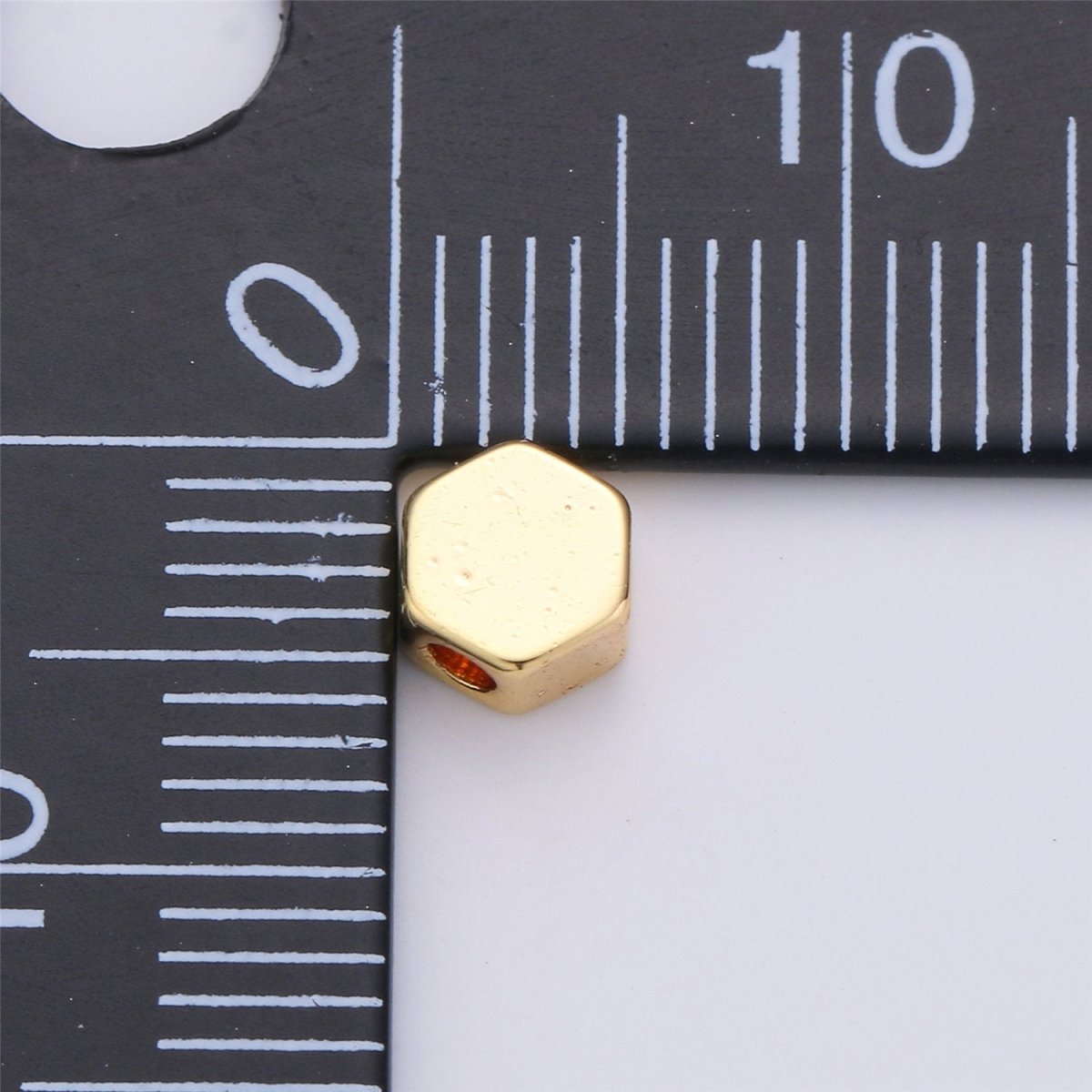 5mm Hexagon Bead 14K Gold plated Charm Bead Spacer for Bracelet Necklace Spacer Jewelry Supply Finding Small hole bead B-224 - DLUXCA