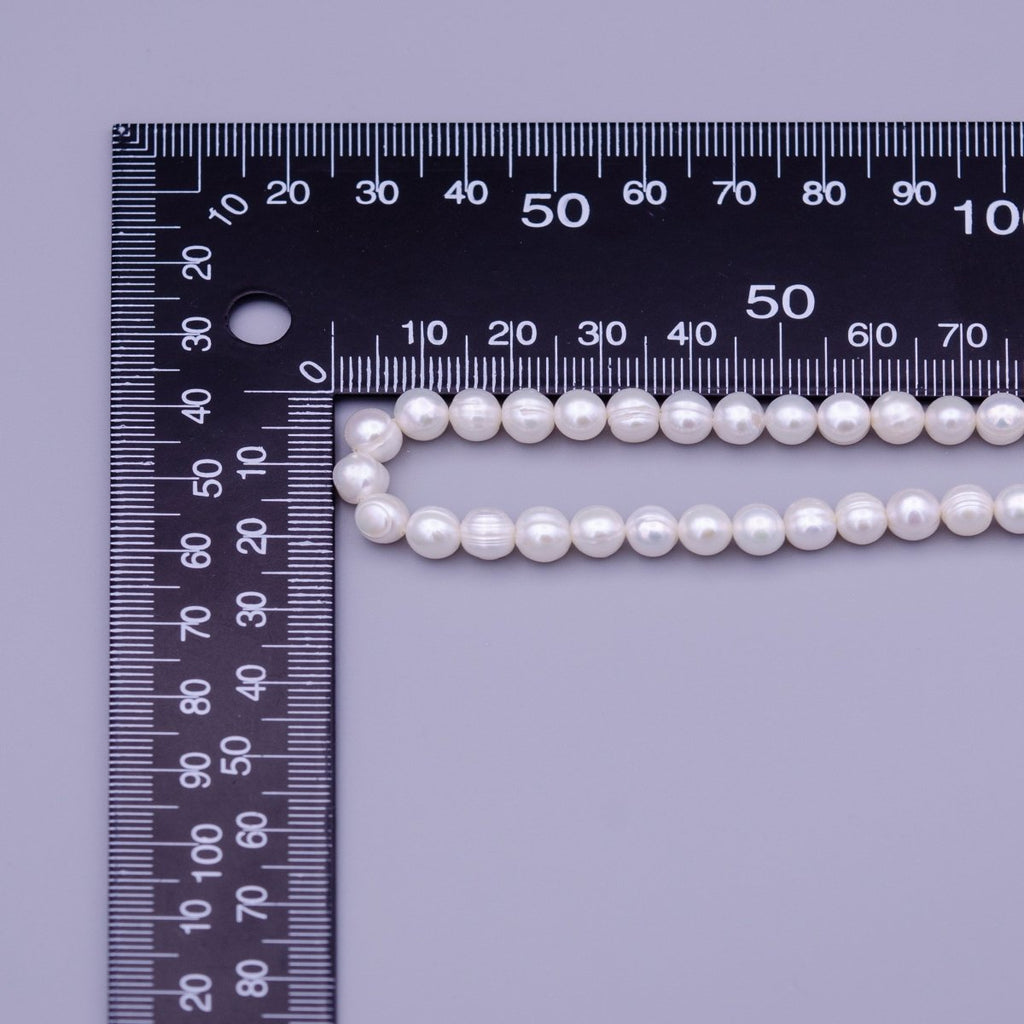 6.2mm AAA Natural White Round Freshwater Pearls 65pcs Full Strand | WA-1319 Clearance Pricing - DLUXCA