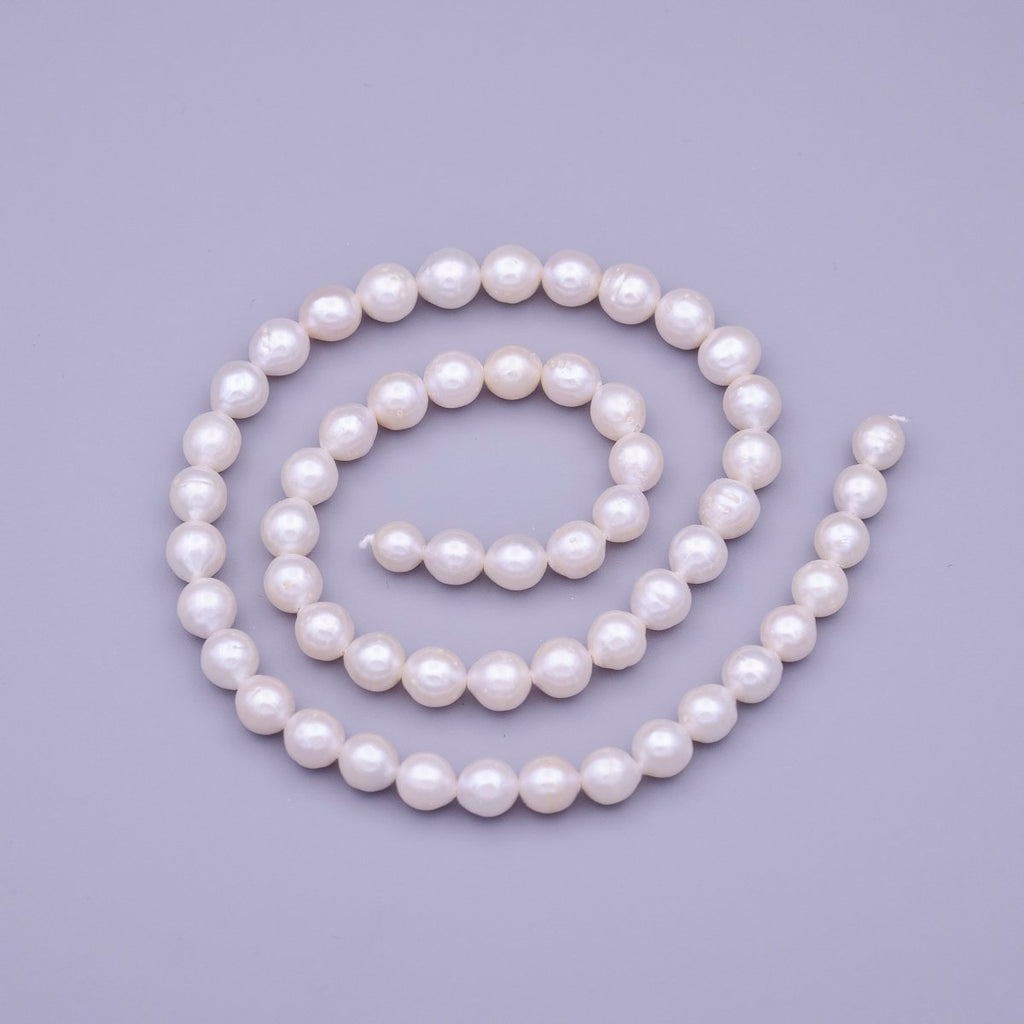 6.4mm AAA Natural White Round Freshwater Pearl Beads 56pcs Full Strand | WA-1327 Clearance Pricing - DLUXCA