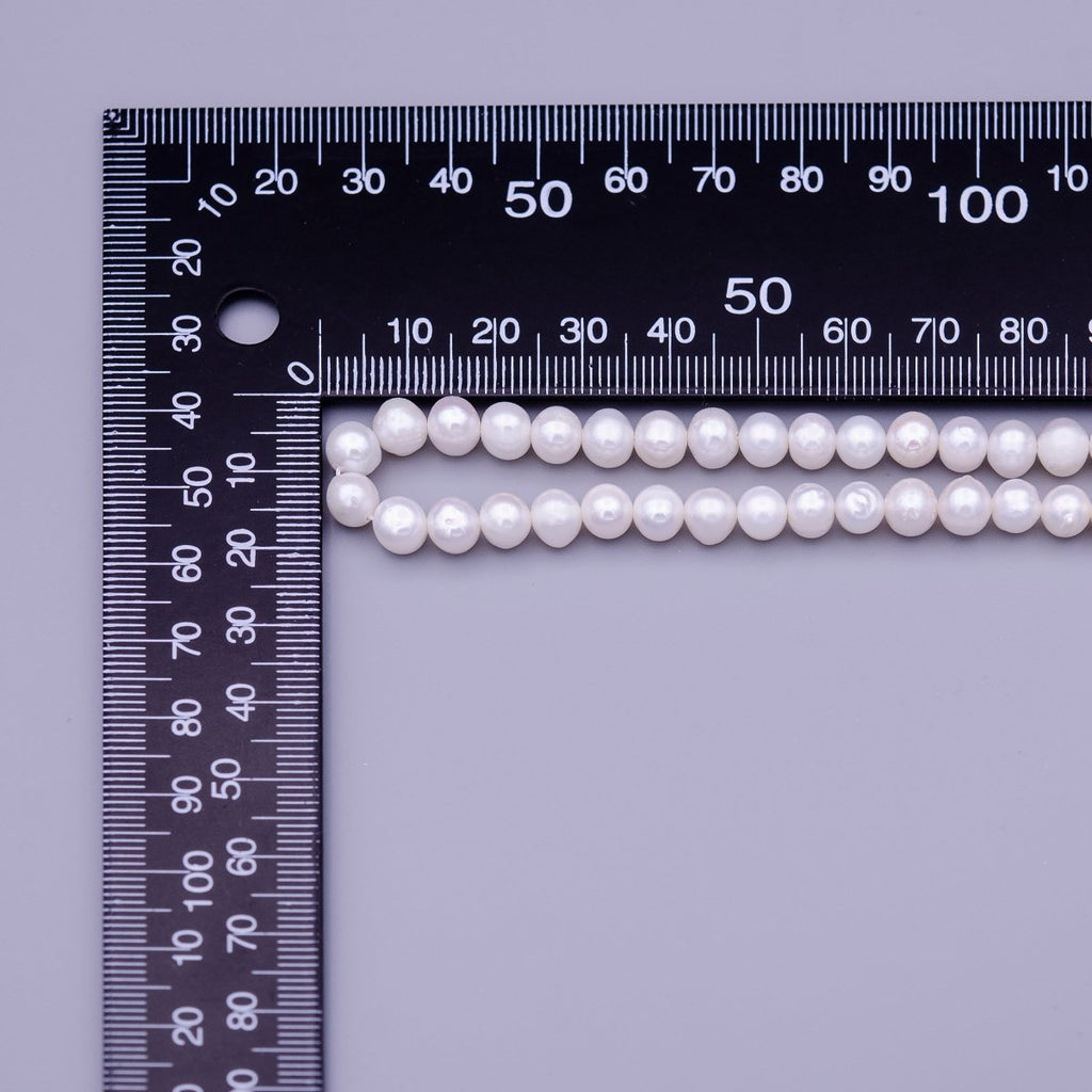6.5mm AAA Natural White Round Freshwater Pearl Beads 65pcs Full Strand | WA-1324 Clearance Pricing - DLUXCA