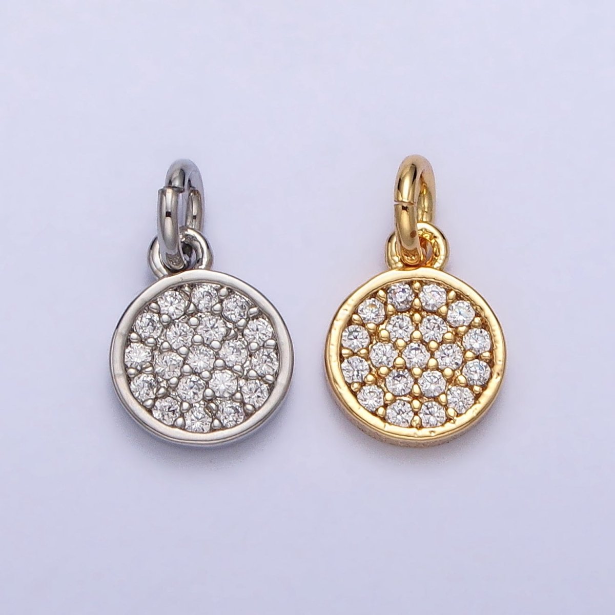 6.5mm Clear Micro Paved CZ Round Add-On Charm in Gold & Silver | AC309 AC310 - DLUXCA