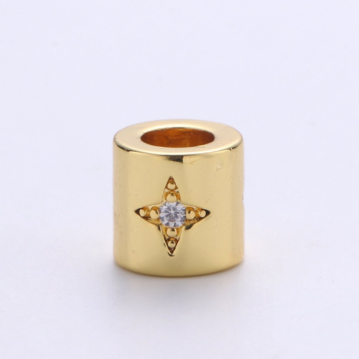 6mm Bead CZ Gold plated Beads Celestial Beads Moon Sun Star Beads Micro Pave cylinder BeadsCharm for Bracelet Necklace Supply 4mm Hole B-270 B-271 B-272 - DLUXCA