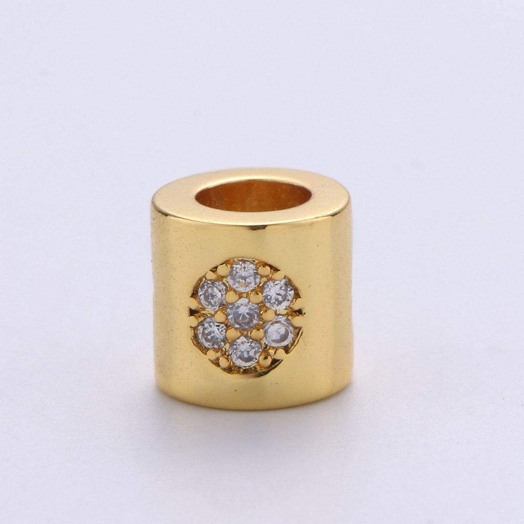 6mm Bead CZ Gold plated Beads Celestial Beads Moon Sun Star Beads Micro Pave cylinder BeadsCharm for Bracelet Necklace Supply 4mm Hole B-270 B-271 B-272 - DLUXCA