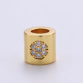 6mm Bead CZ Gold plated Beads Celestial Beads Moon Sun Star Beads Micro Pave cylinder BeadsCharm for Bracelet Necklace Supply 4mm Hole B-270 B-271 B-272 - DLUXCA