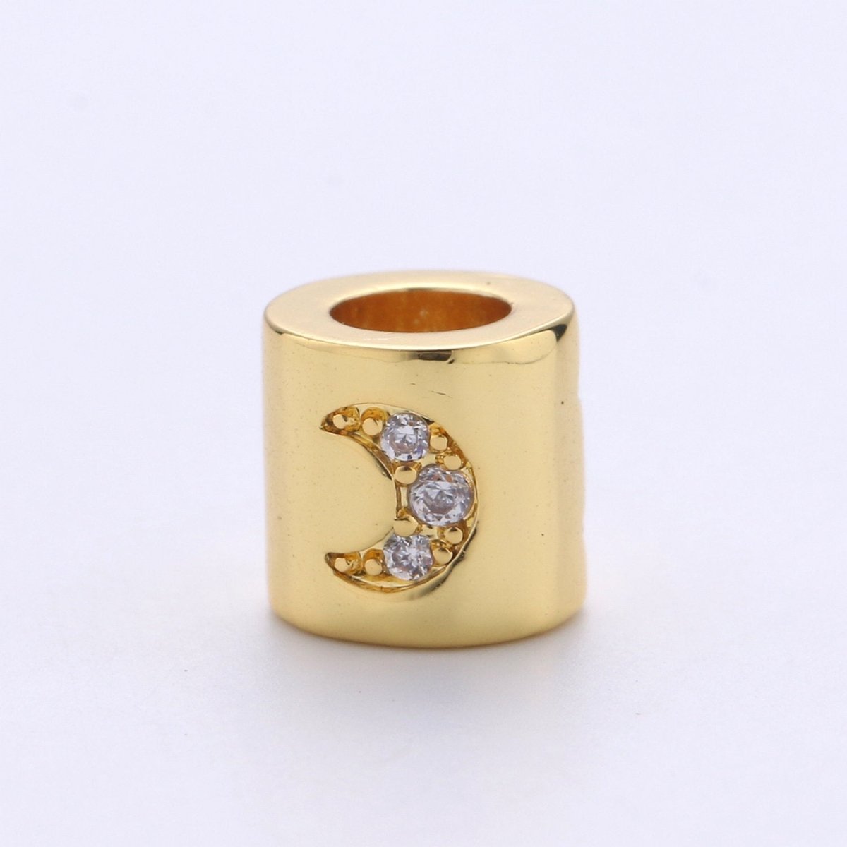 6mm Bead CZ Gold plated Beads Celestial Beads Moon Sun Star Beads Micro Pave cylinder BeadsCharm for Bracelet Necklace Supply 4mm Hole B-270 B-271 B-272 - DLUXCA