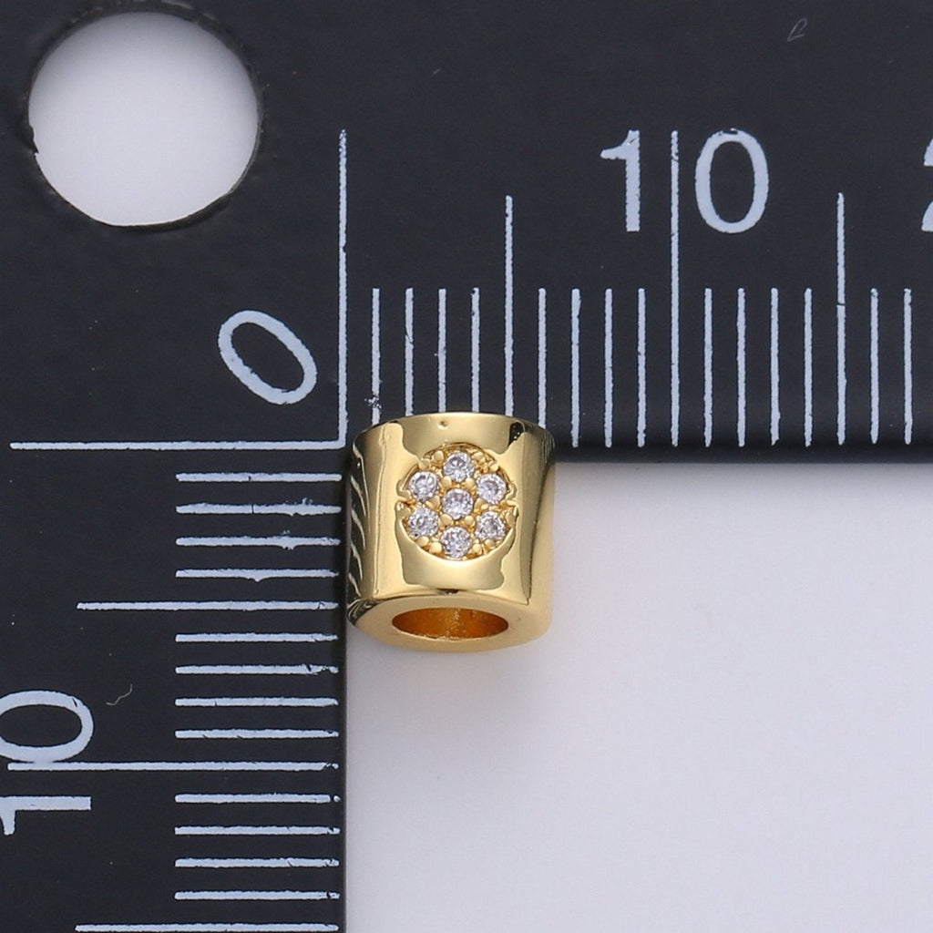 6mm Bead CZ Gold plated Beads Celestial Beads Moon Sun Star Beads Micro Pave cylinder BeadsCharm for Bracelet Necklace Supply 4mm Hole B-270 B-271 B-272 - DLUXCA