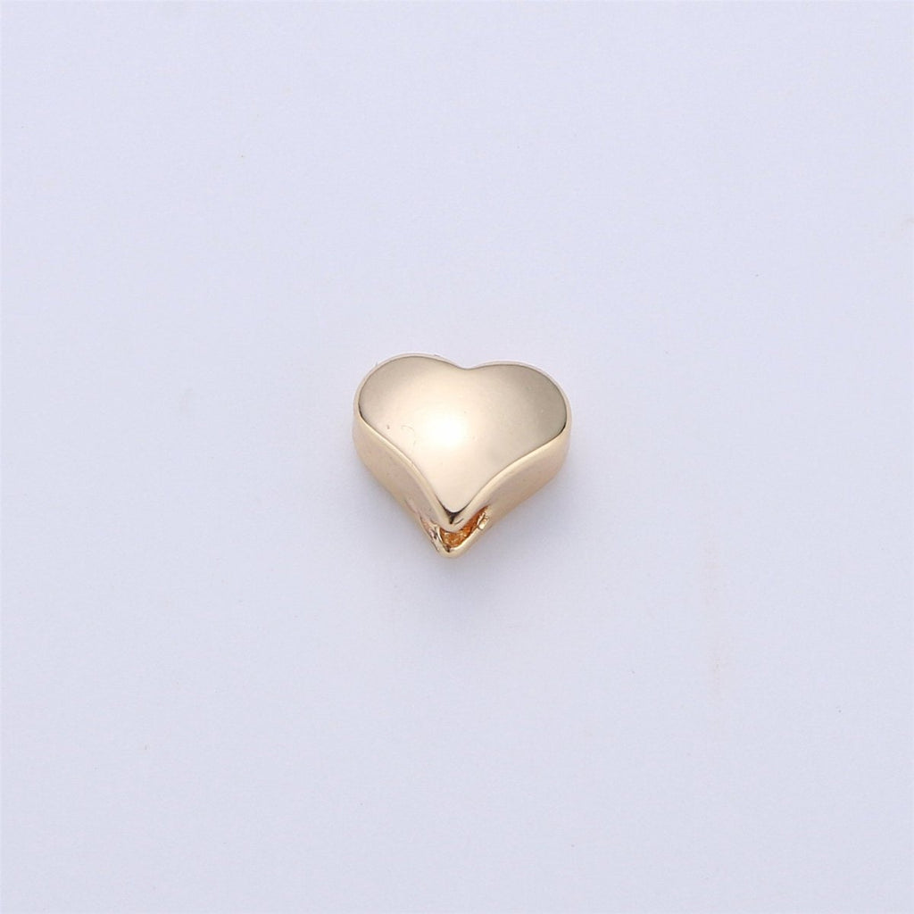 6mm Dainty Heart Bead Charm for Bracelet Necklace Charm in 14k gold plated, B-226 - DLUXCA