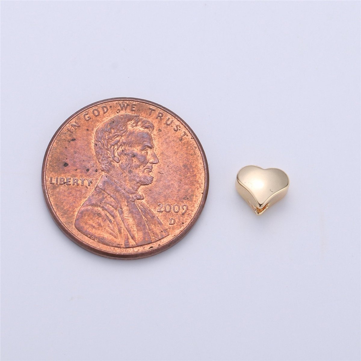 6mm Dainty Heart Bead Charm for Bracelet Necklace Charm in 14k gold plated, B-226 - DLUXCA