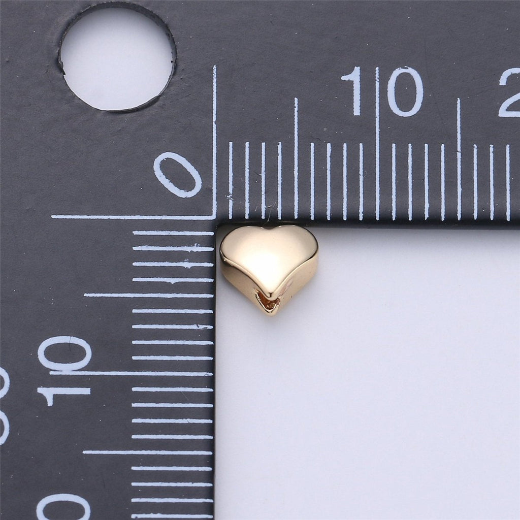 6mm Dainty Heart Bead Charm for Bracelet Necklace Charm in 14k gold plated, B-226 - DLUXCA