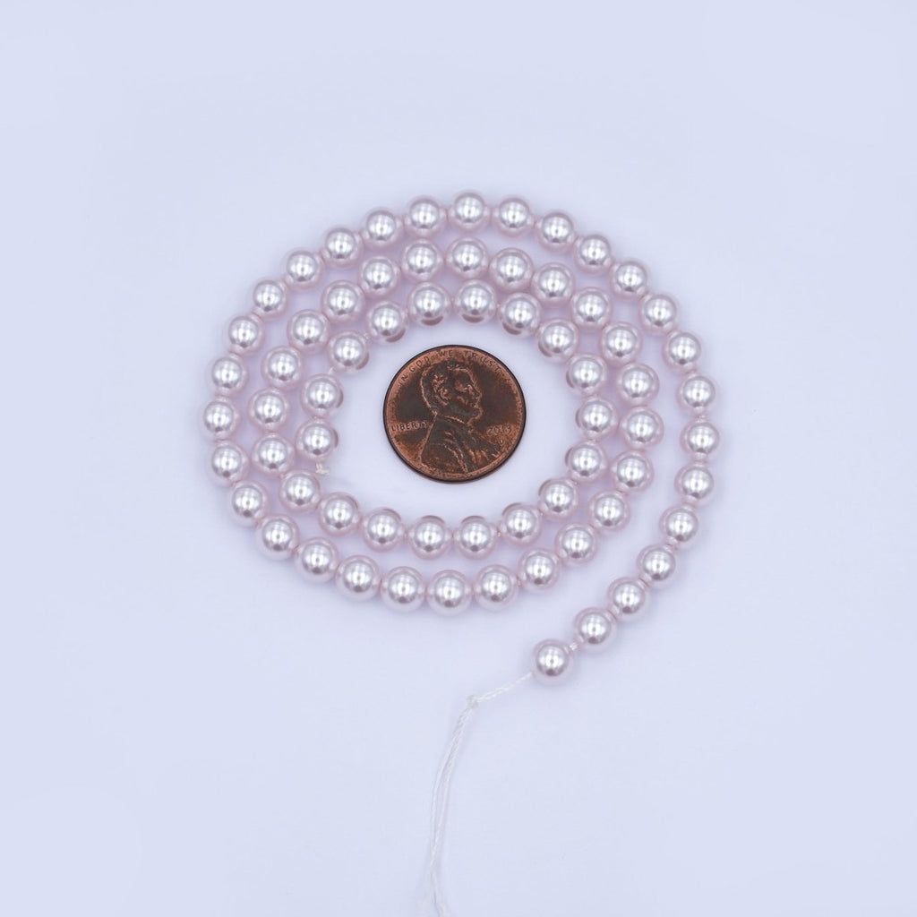 6mm Round White, Purple, Pink Shell Pearl Strand | WA - 2989 - WA - 3014 