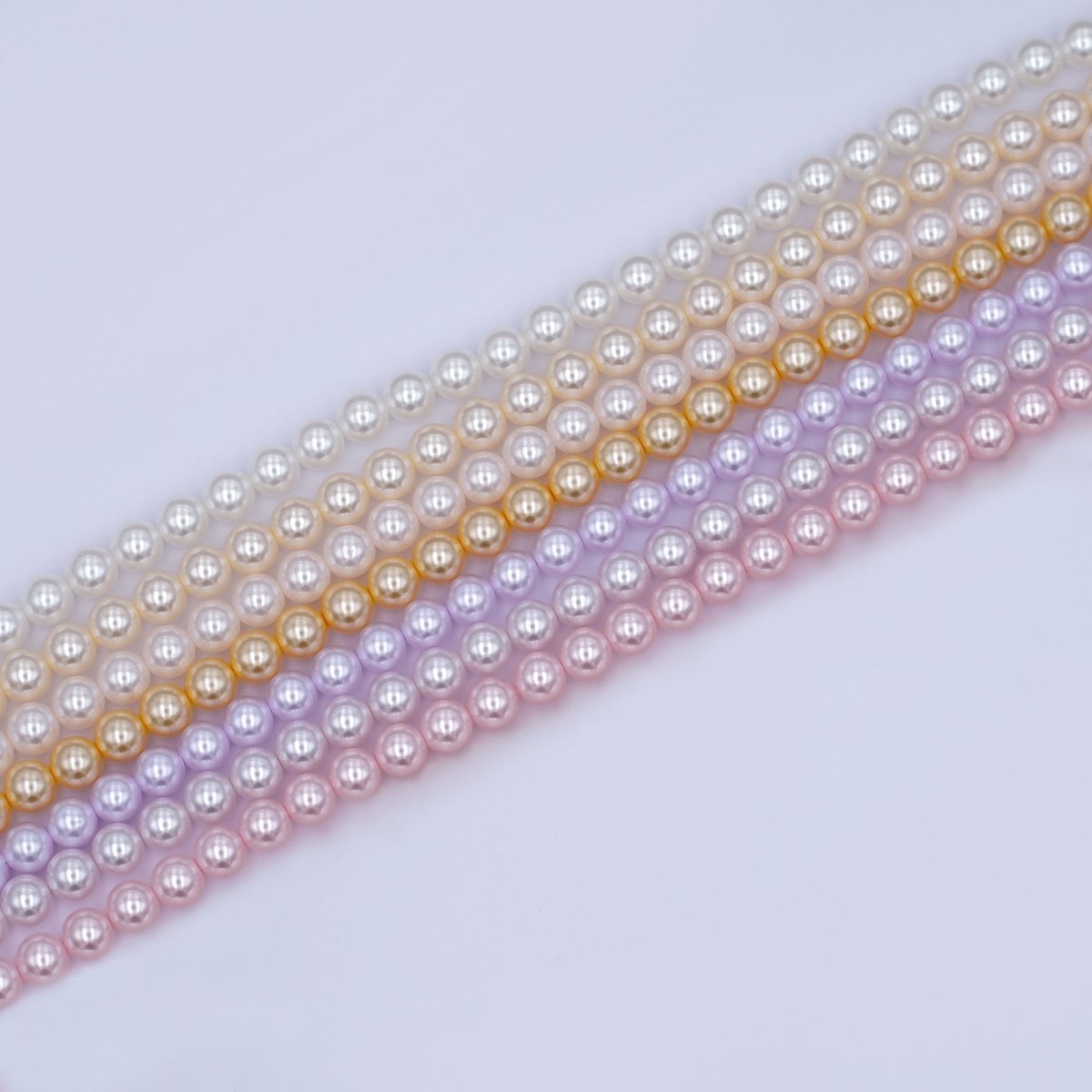 6mm Round White, Purple, Pink Shell Pearl Strand | WA - 2989 - WA - 3014 