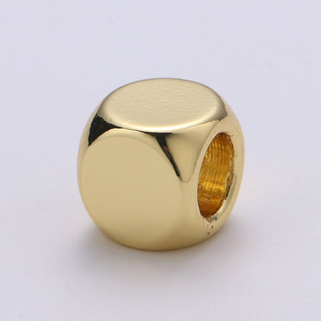6X6mm 14k Shiny Gold Cube Beads, Square Tube Beads, Spacer Beads, Bracelet Beads, Solid Tube Beads, Gold plated Findings, B-300 - DLUXCA