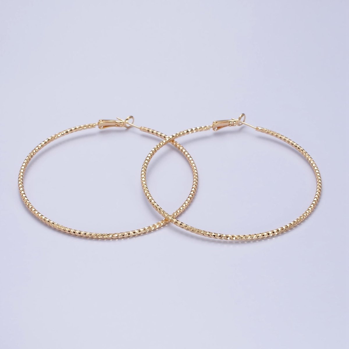 70mm, 60mm Gold plated Rhombus Dented Geometric Hinge Latch Earrings in Gold & Silver | AB495 - AB498