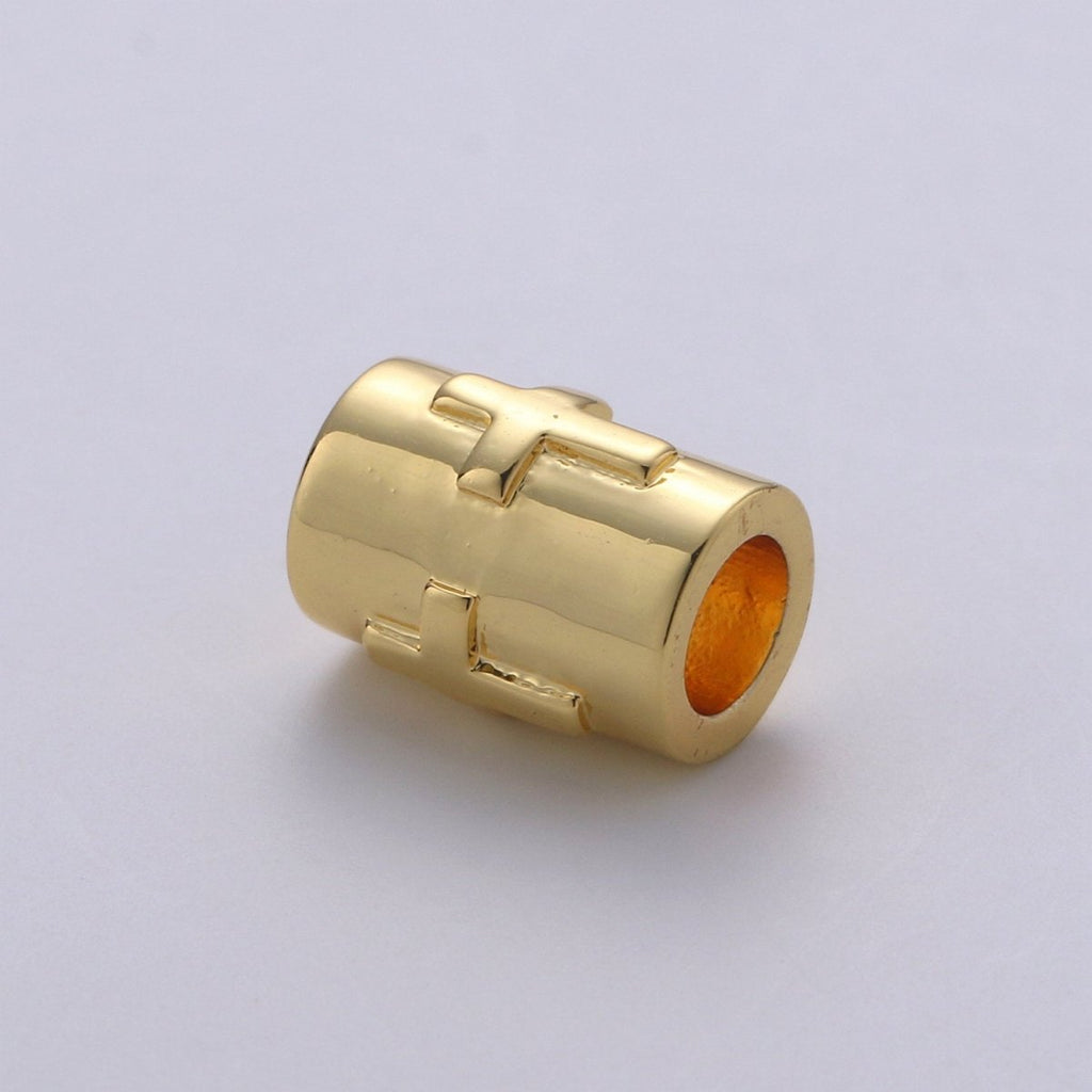 7x9mm Bead CZ Gold Beads Cross Beads cylinder Beads Charm for Bracelet Necklace Supply 4mm hole B-322 - DLUXCA