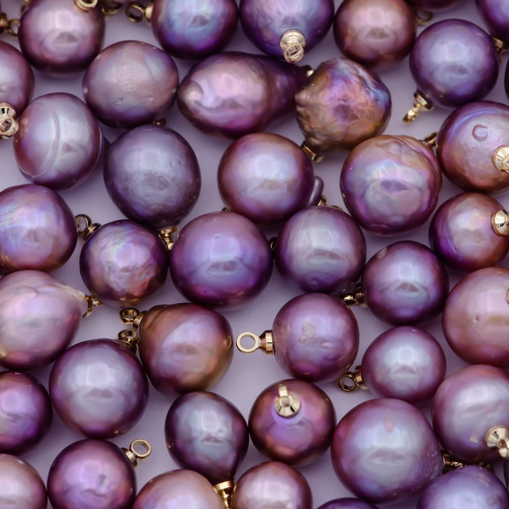 8.5mm-12mm Edison Purple Round Freshwater Baroque Pearl Charm For Jewelry Making | X7-21 - DLUXCA