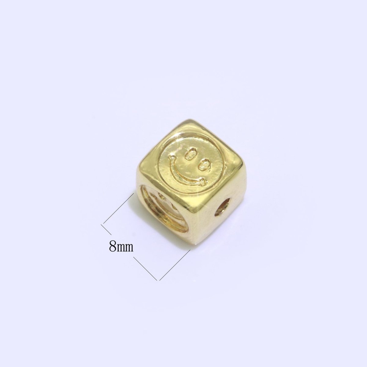 8mm Gold plated Square Spacer Beads, Gold Happy Face Spacer Beads, Gold Smiley Face Beads for Bracelet Necklace Component B-616 - DLUXCA