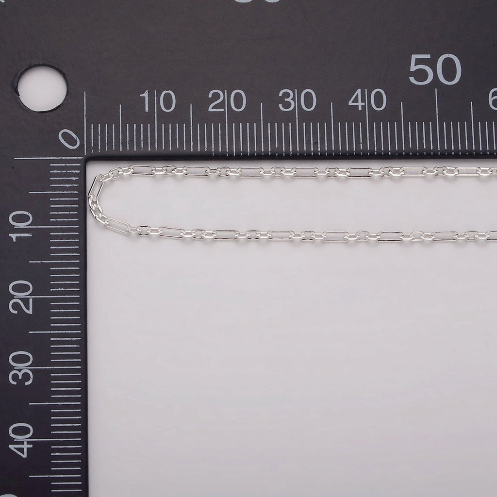 925 Sterling Silver Chain by the Yard- 1.5mm Figaro Chain - Thin Delicate Silver Chain Wholesale Chain ROLL-1482 - DLUXCA