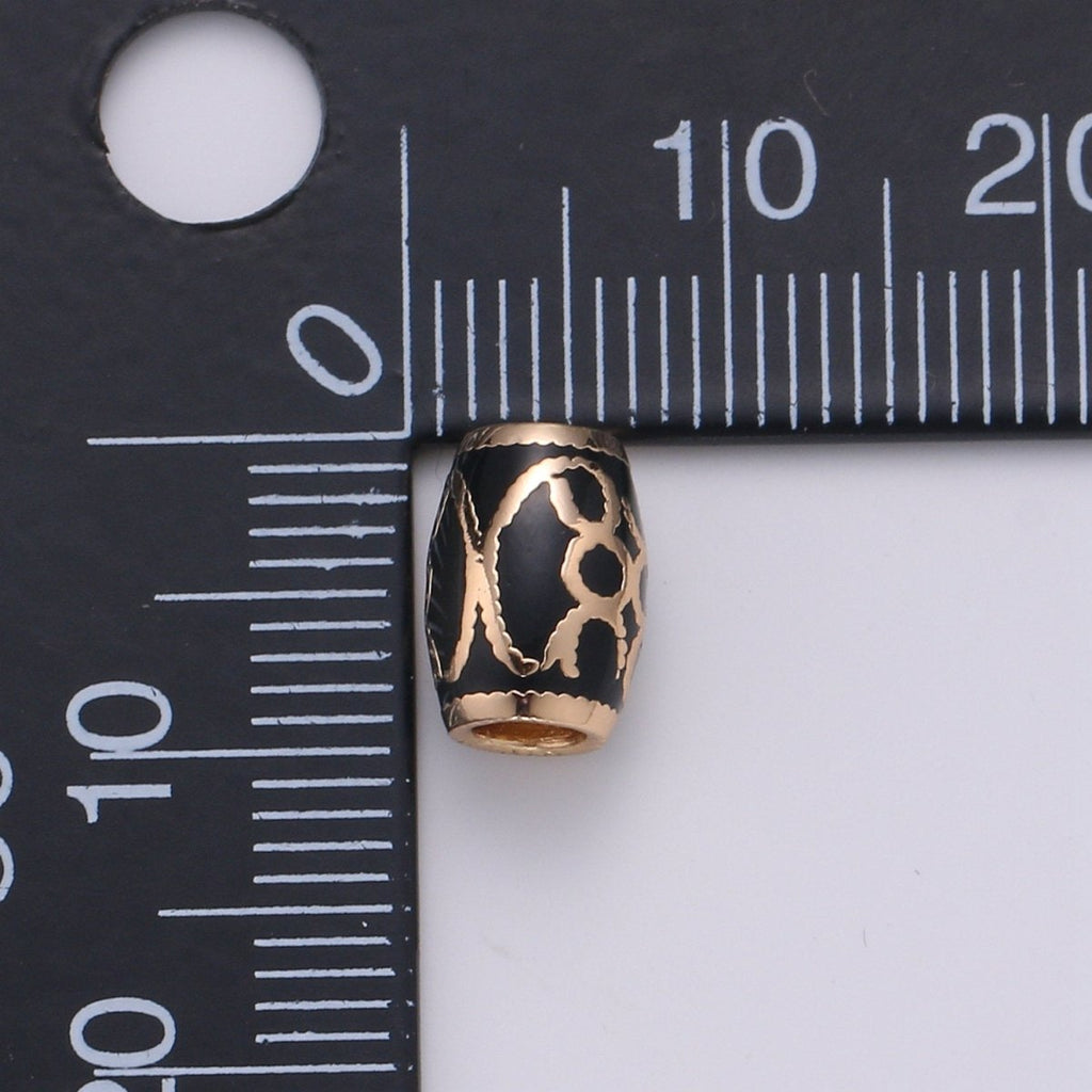 9x7mm Gold Beads - Drum Beads - Barrel Beads - Large Hole Beads - Gold Beads - Antique Gold Beads for Bracelet Component Supply, BDGF-401/B369 - DLUXCA