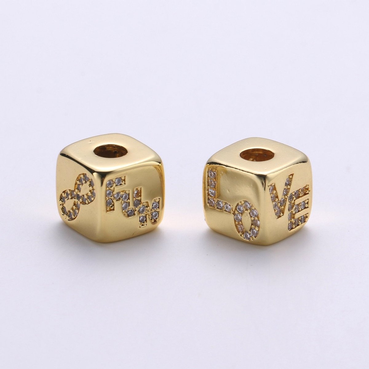 9x9mm CZ Gold plated Beads, Evil Eye Beads, Heart Beads, Love Beads, Animal Blocks Micro Pave Block Charm for Bracelet Necklace Supply K-438 K-439 K-441 - DLUXCA