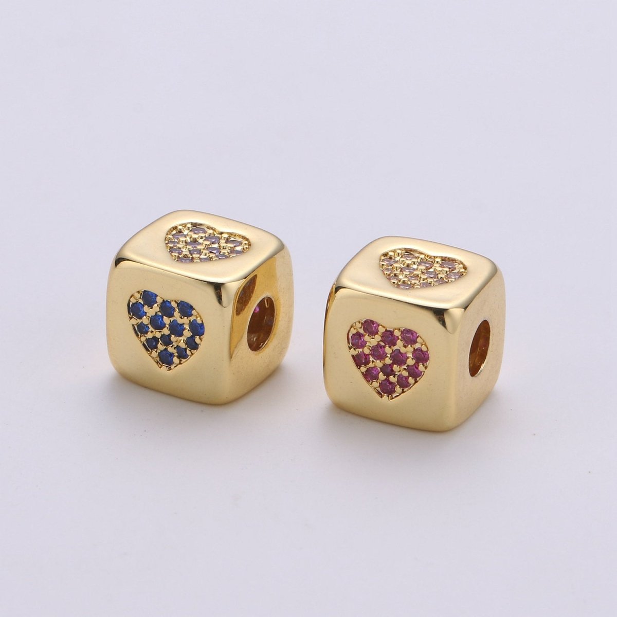 9x9mm CZ Gold plated Beads, Evil Eye Beads, Heart Beads, Love Beads, Animal Blocks Micro Pave Block Charm for Bracelet Necklace Supply K-438 K-439 K-441 - DLUXCA