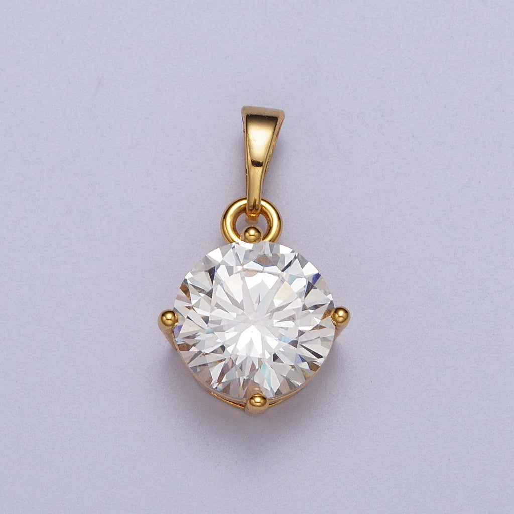20.5mm Clear CZ Solitaire Round Classic Pendant | AA00018