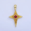 14K Gold plated 30mm Carnelian Celestial Sunburst North Star Pendant | AA1247