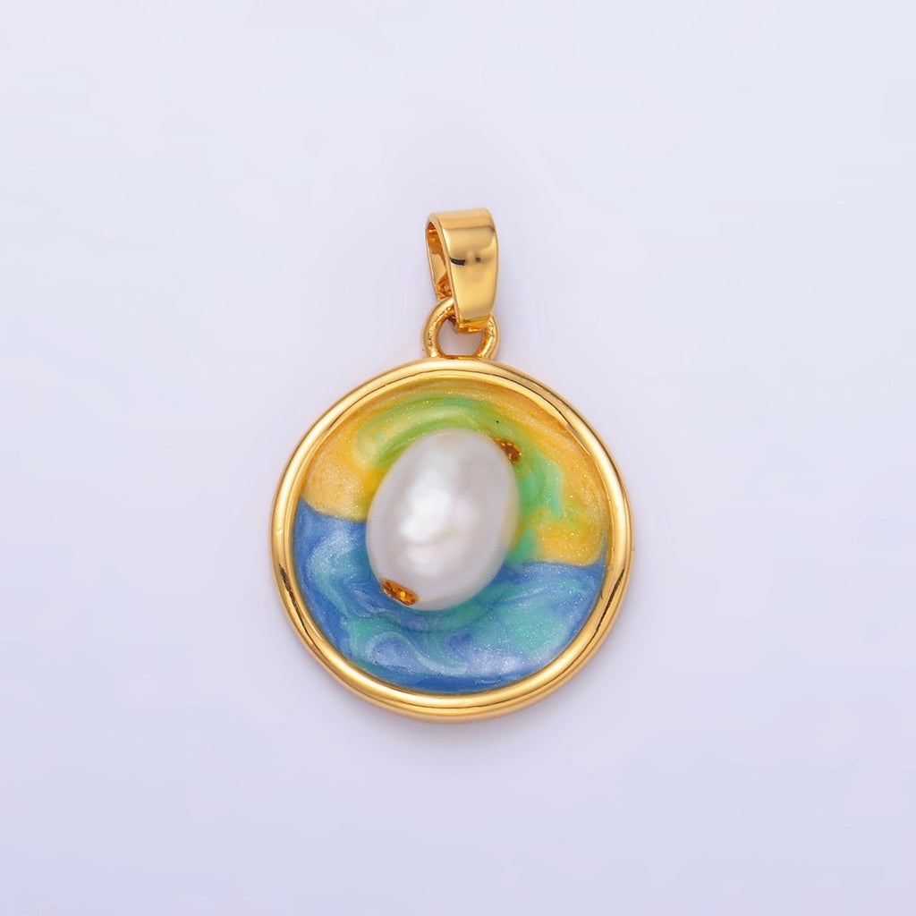 24K Gold plated Sunrise Freshwater Pearl Pendant | AA1460