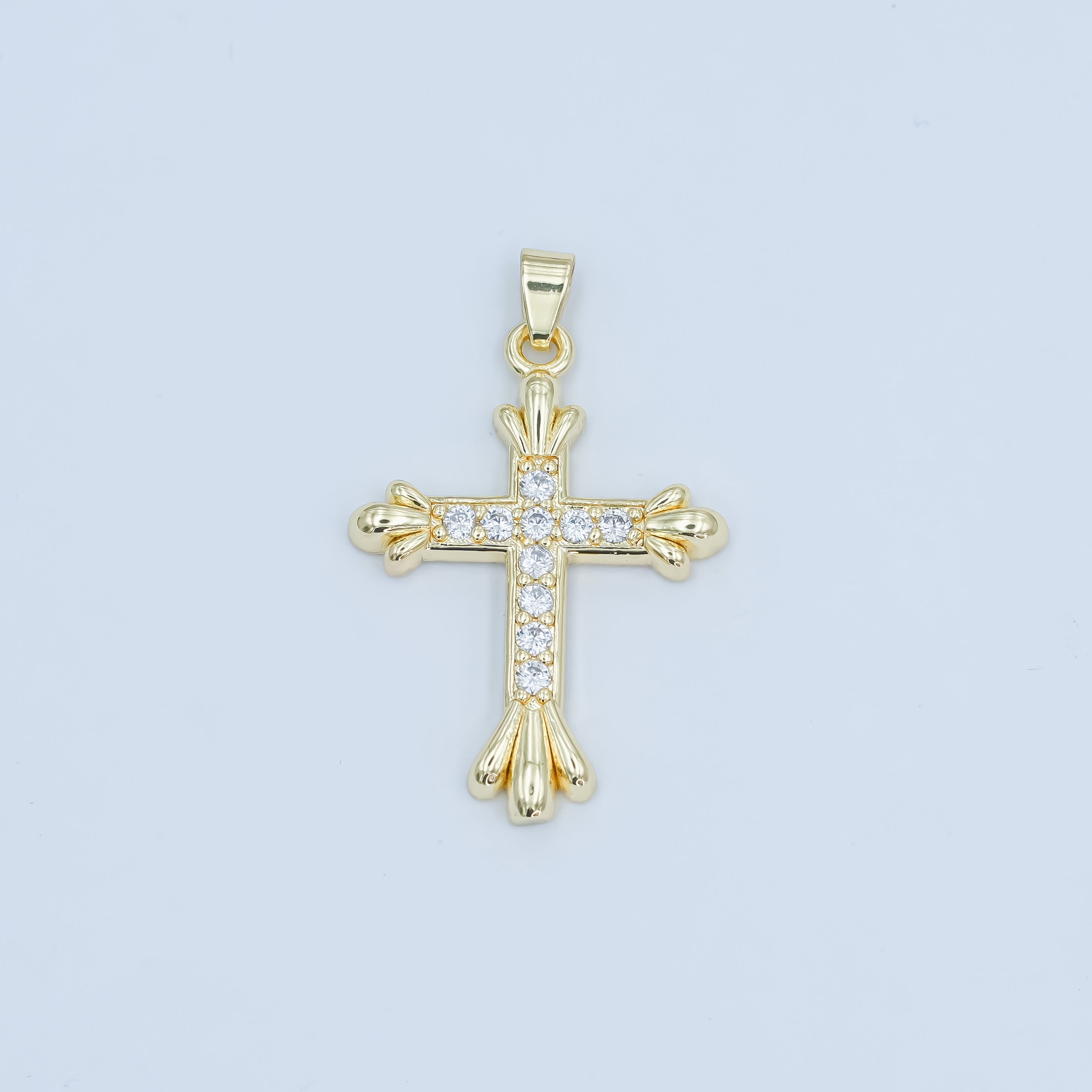 24K Gold plated Micro Paved CZ Passion Cross Pendant | AA1504