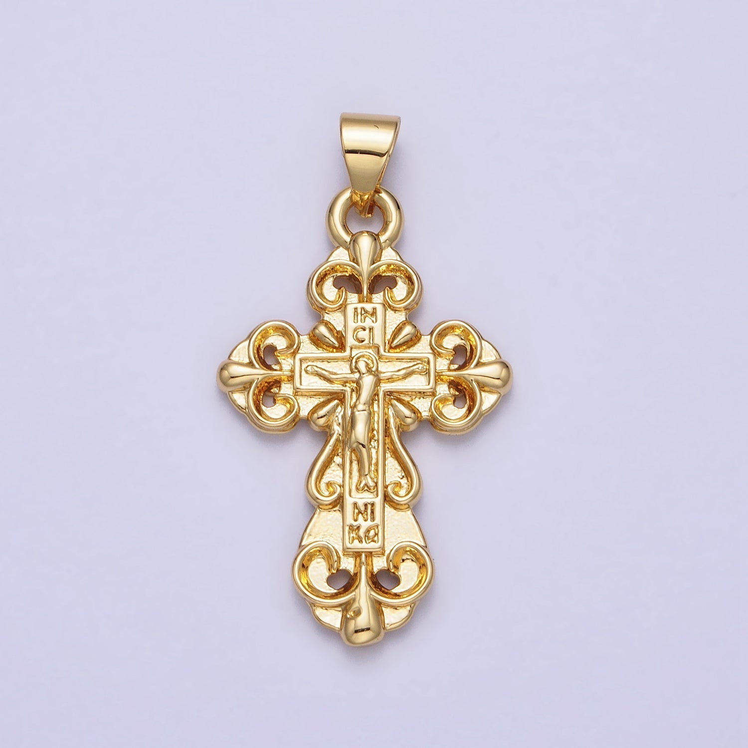 Gold 30mm Crucifix Crucified Fleury Passion Crucifix Cross Religious Pendant | AA161