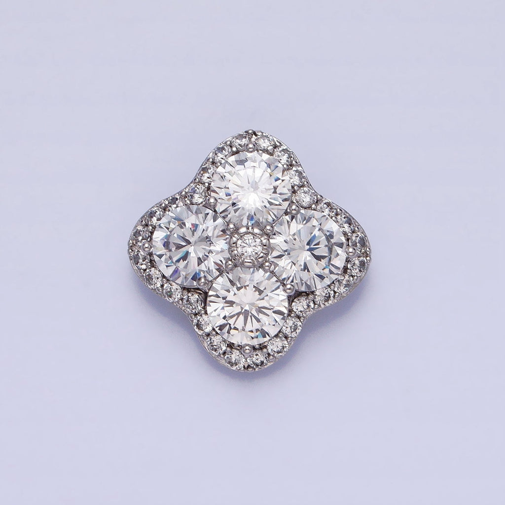 Mini Clover Charm Micro Pave Silver Four Leaf Pendant Minimalist Jewelry AA250 - DLUXCA