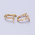 14K Gold plated 15mm T-Shaped Geometric Oblong U-Shaped Hoop Earrings in Gold | AB440