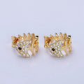 Gold, Silver Black-Eyed Ocean Fish Bone Micro Paved CZ 13mm Huggie Earrings | AB457 AB461 - DLUXCA