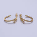24K Gold plated 23mm Needle Micro Paved CZ Hoop Earrings in Gold & Silver | AB534 AB535