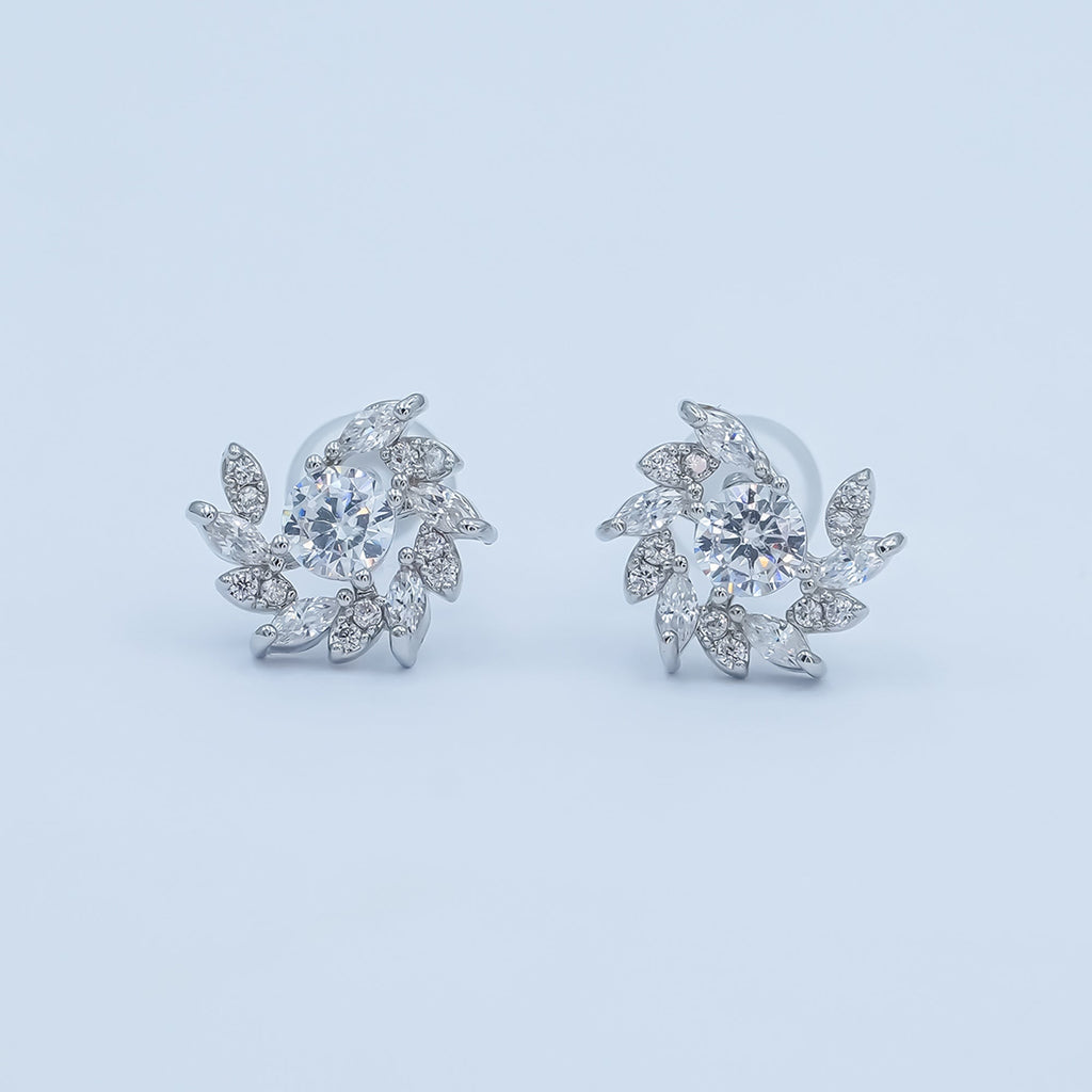 24K Gold Plated Marquise Micro Paved CZ Spiral Stud Earrings Set in Gold & Silver | AB488 AB549