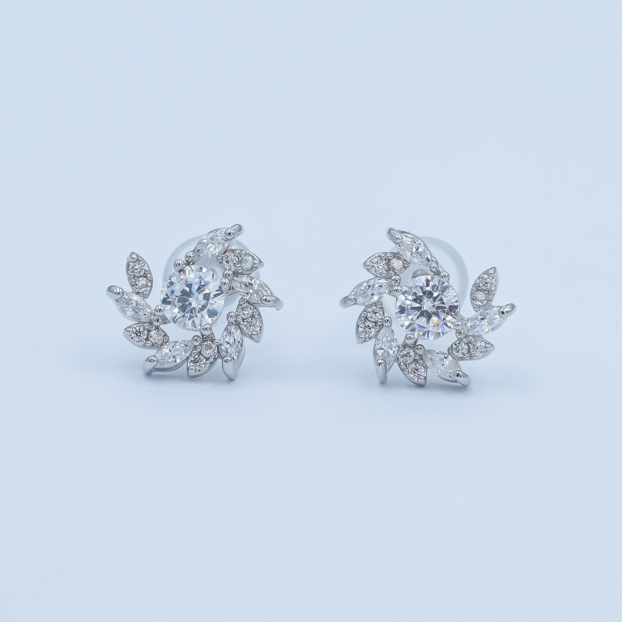 24K Gold Plated Marquise Micro Paved CZ Spiral Stud Earrings Set in Gold & Silver | AB488 AB549